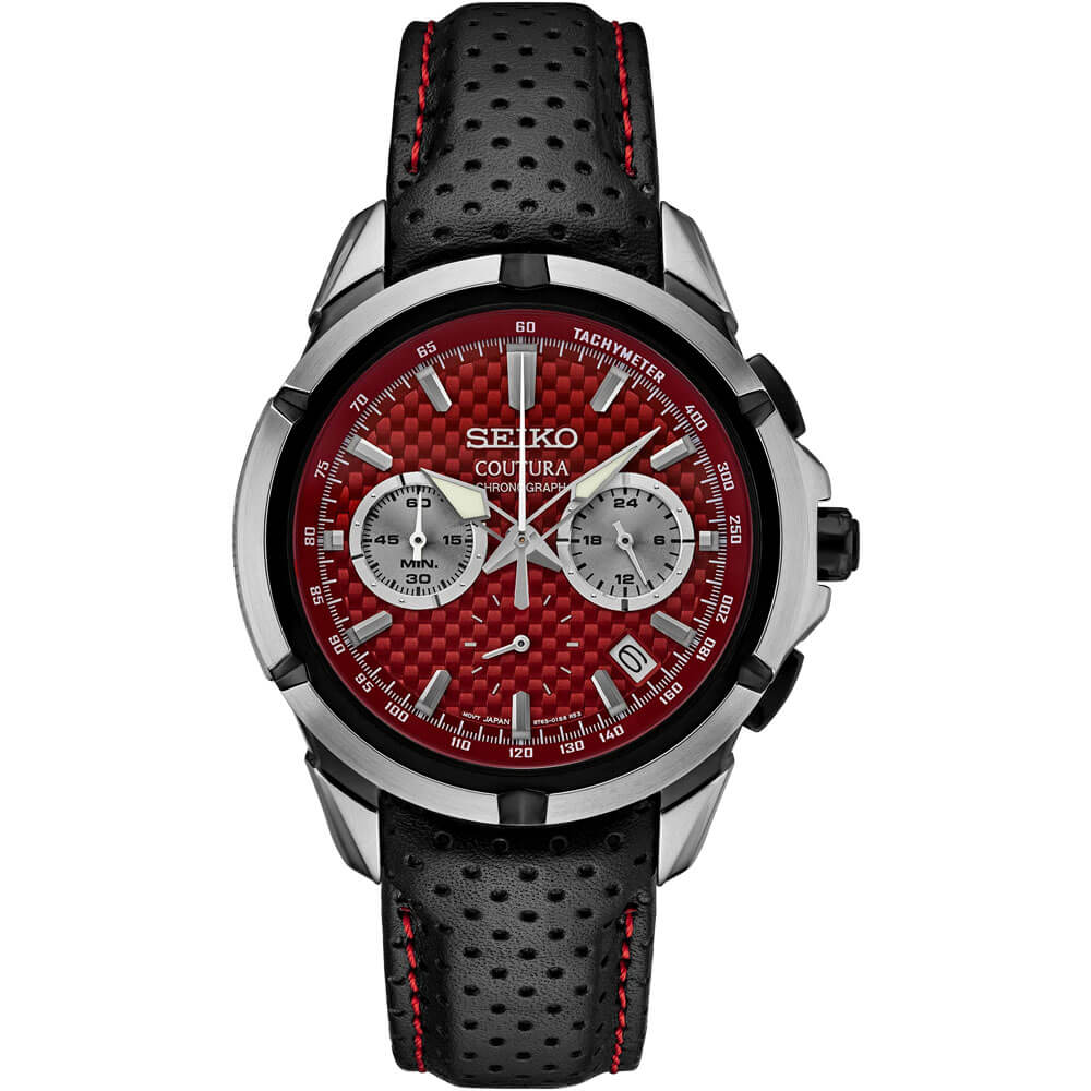 Seiko Coutura Collection Chronograph Quartz Watch - Black/Red
