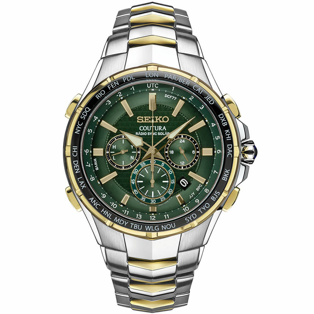 Seiko Coutura Radio Sync Chronograph Two-Tone Mens Watch