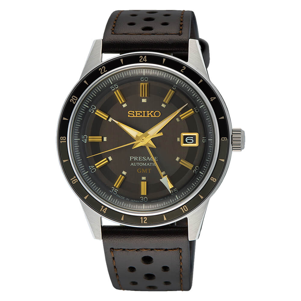 Seiko Presage Automatic 60s Style Mens Watch - Brown Leather