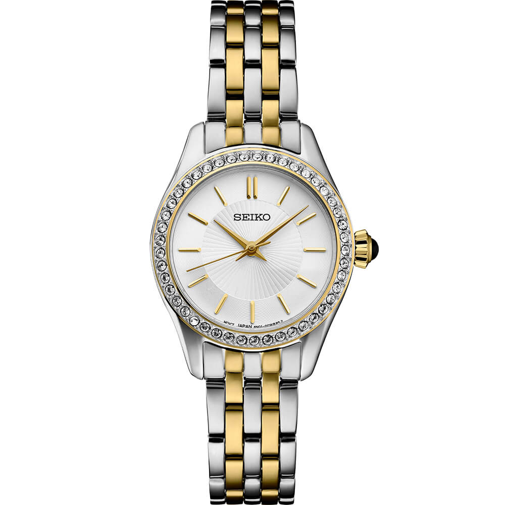 Essentials Crystal Collection Quartz Watch - Two Tone Stainless/White