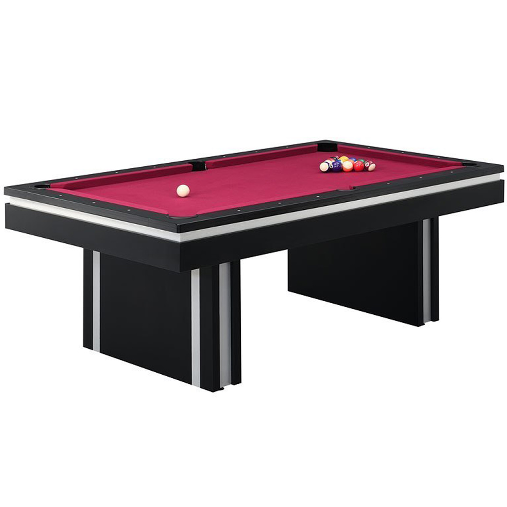Ajax Billiard Table with Balls - Black Finish with Burgundy Playfield