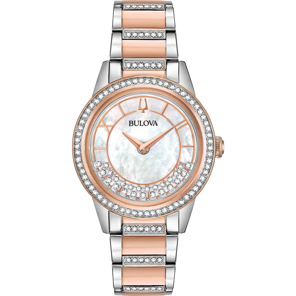 Womens Rose Gold Crystal TurnStyle Watch