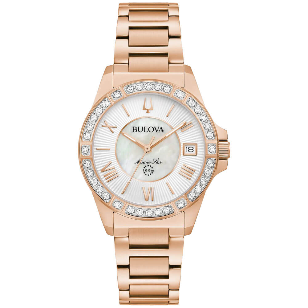 Bulova Womens Marine Star Diamond Watch - Rose Goldtone Stainless Steel