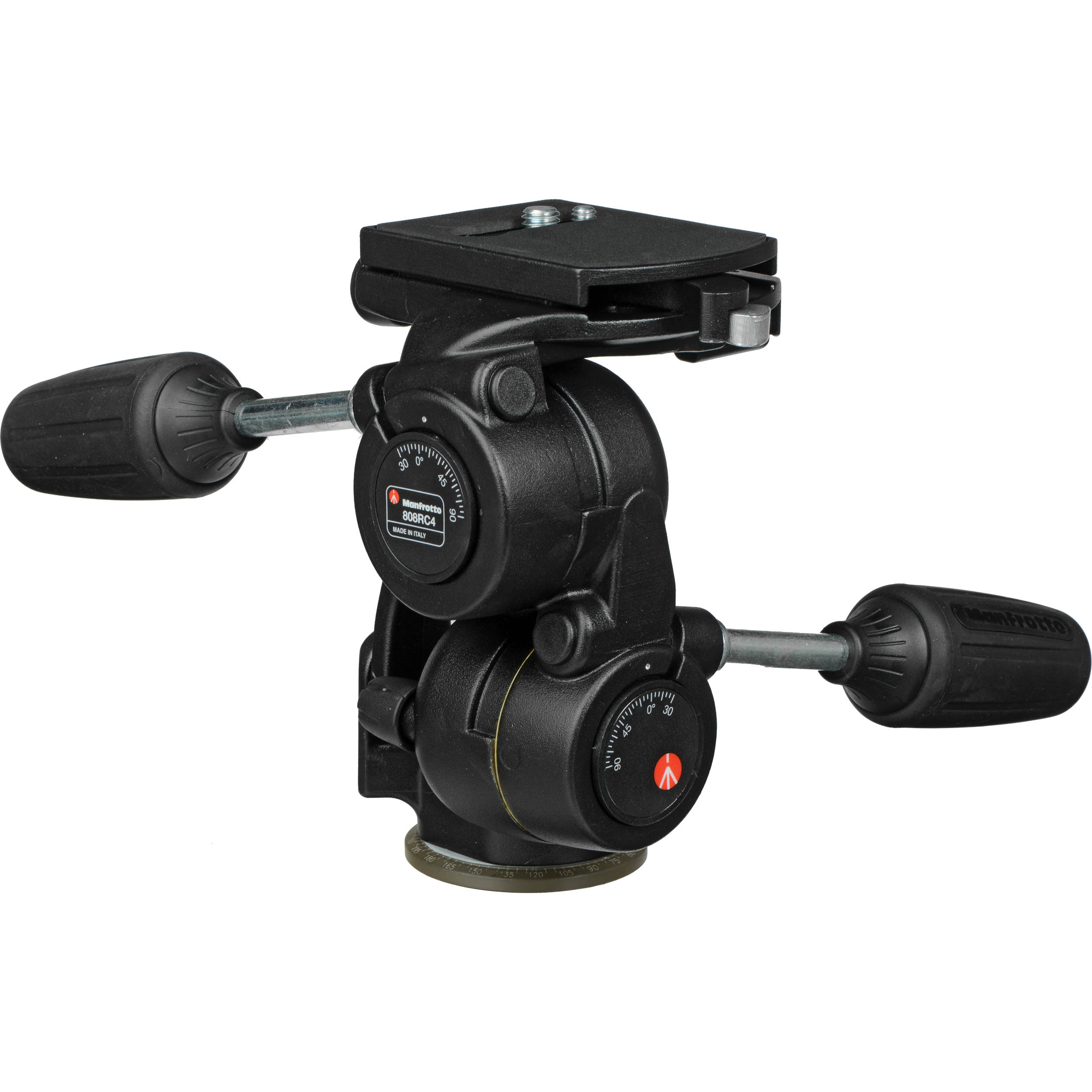Manfrotto 808RC4 3-Way Pan/Tilt Head with RC4 Quick Release - Supports 17.6 lb (8kg)